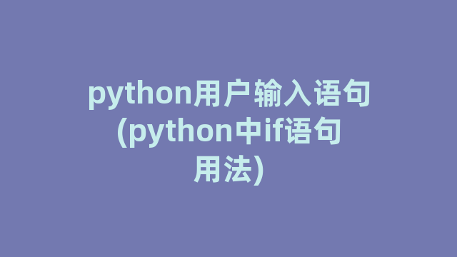 python用户输入语句(python中if语句用法)