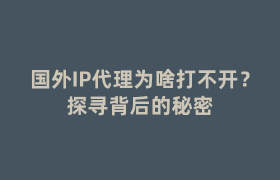 国外IP代理为啥打不开?探寻背后的秘密 国外IP代理为啥打不开?探寻背后的秘密