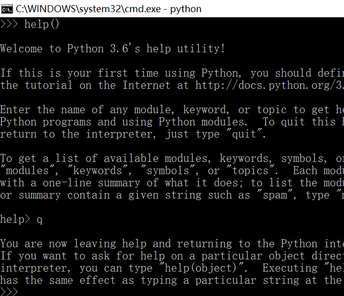 python如何退出help