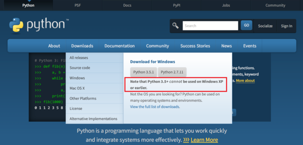 python3.5为什么不支持xp