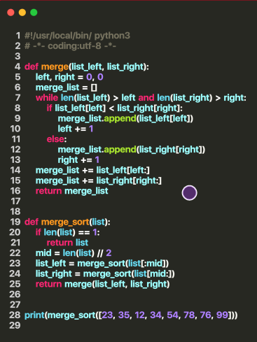 python归并排序算法过程