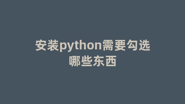 安装python需要勾选哪些东西