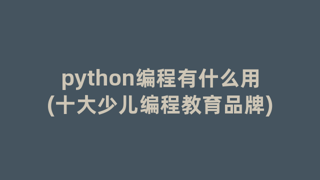 python编程有什么用(十大少儿编程教育品牌)