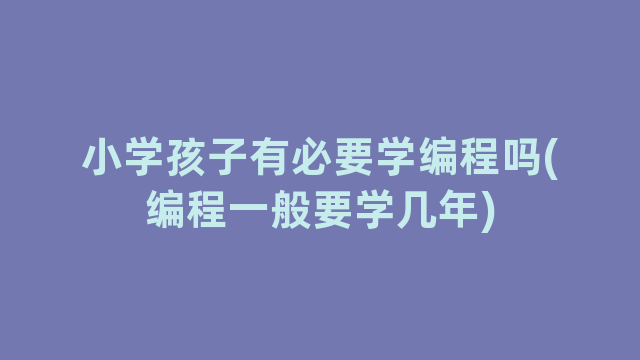 小学孩子有必要学编程吗(编程一般要学几年)