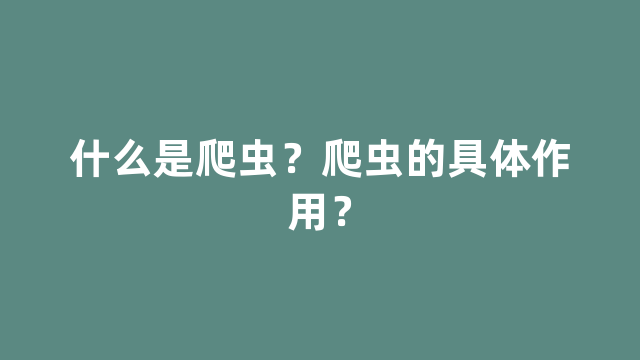 什么是爬虫？爬虫的具体作用？