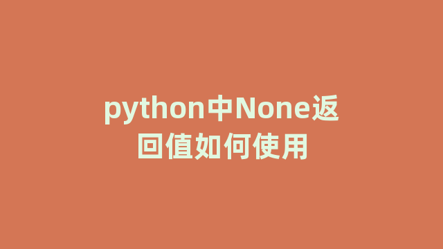 python中None返回值如何使用