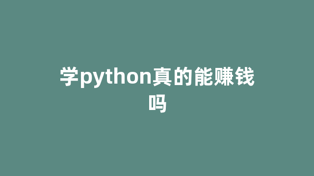 学python真的能赚钱吗