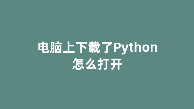 电脑上下载了Python怎么打开