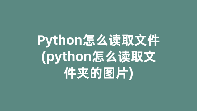 Python怎么读取文件(python怎么读取文件夹的图片)