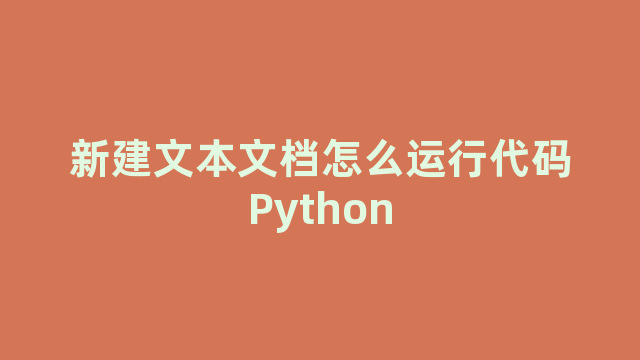 新建文本文档怎么运行代码Python