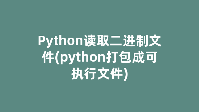 Python读取二进制文件(python打包成可执行文件)