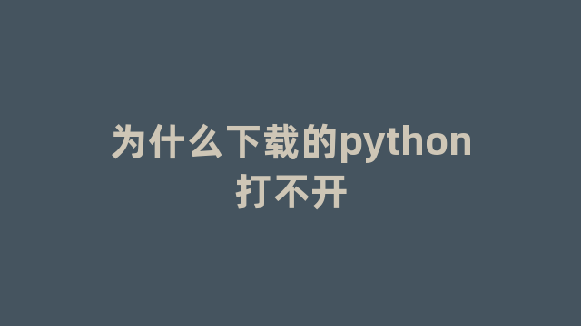 为什么下载的python打不开