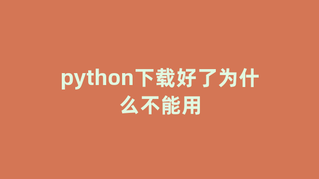 python下载好了为什么不能用