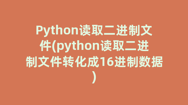 Python读取二进制文件(python读取二进制文件转化成16进制数据)