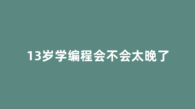 13岁学编程会不会太晚了