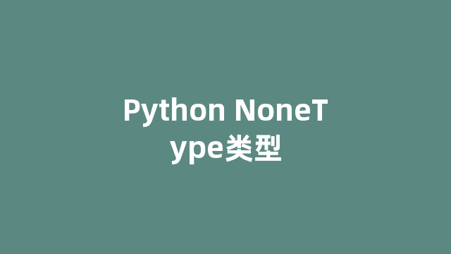 Python NoneType类型