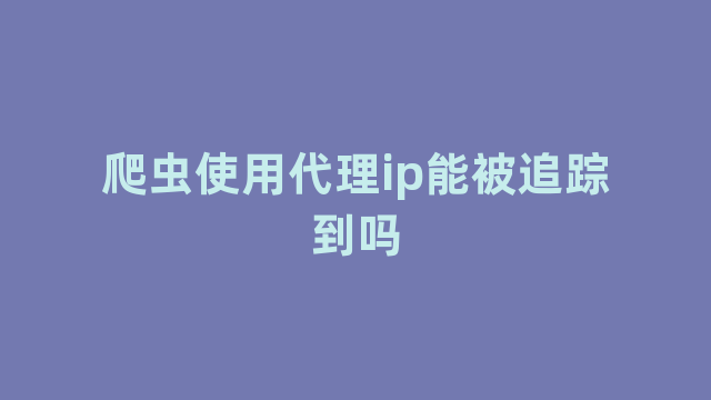 爬虫使用代理ip能被追踪到吗