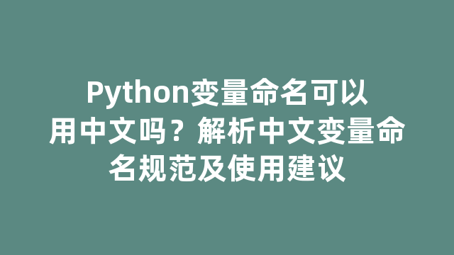 Python变量命名可以用中文吗？解析中文变量命名规范及使用建议