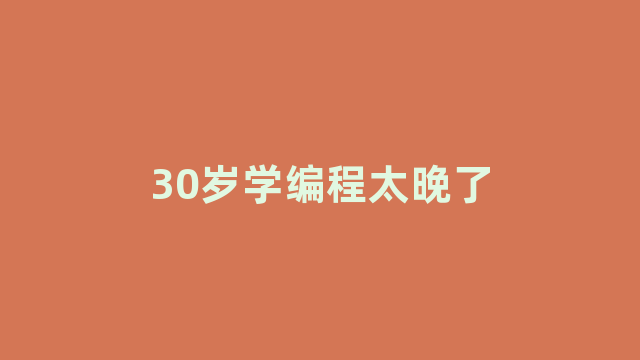 30岁学编程太晚了