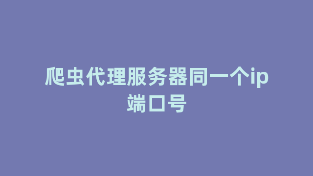 爬虫代理服务器同一个ip端口号