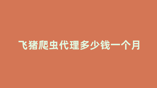 飞猪爬虫代理多少钱一个月