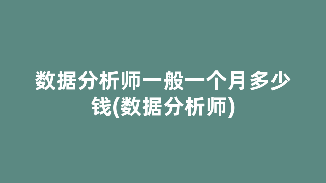 数据分析师一般一个月多少钱(数据分析师)