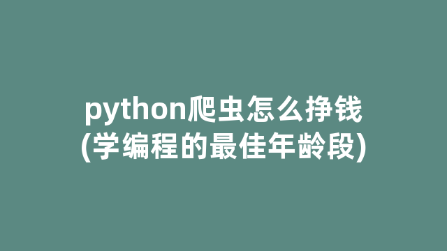 python爬虫怎么挣钱(学编程的最佳年龄段)