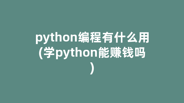 python编程有什么用(学python能赚钱吗)
