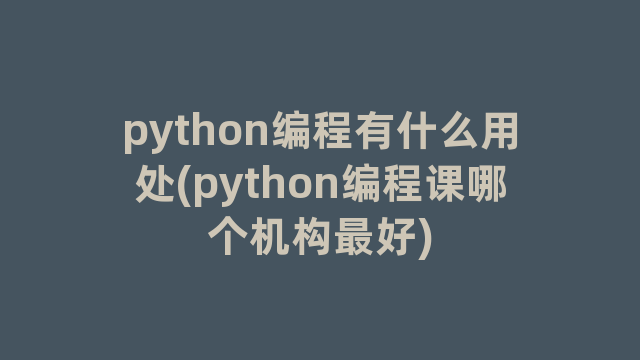 python编程有什么用处(python编程课哪个机构最好)