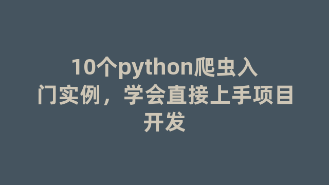 10个python爬虫入门实例，学会直接上手项目开发
