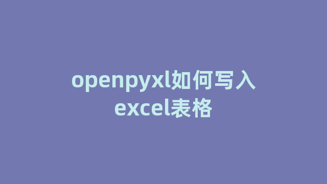 openpyxl如何写入excel表格