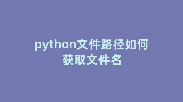 python文件路径如何获取文件名