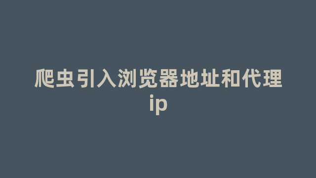 爬虫引入浏览器地址和代理ip