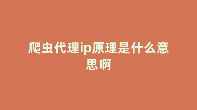 爬虫代理ip原理是什么意思啊