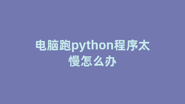 电脑跑python程序太慢怎么办