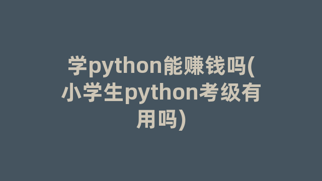 学python能赚钱吗(小学生python考级有用吗)