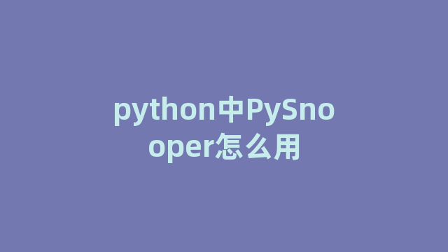 python中PySnooper怎么用