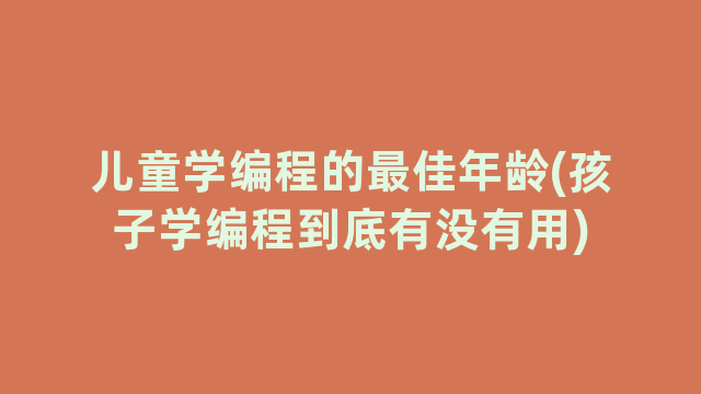 儿童学编程的最佳年龄(孩子学编程到底有没有用)