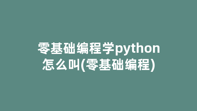 零基础编程学python怎么叫(零基础编程)