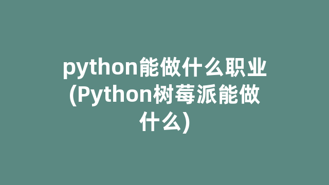 python能做什么职业(Python树莓派能做什么)