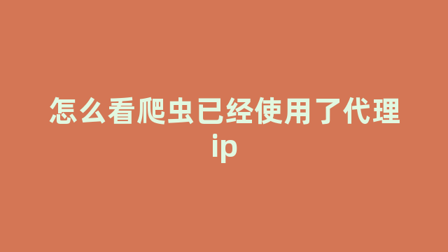 怎么看爬虫已经使用了代理ip