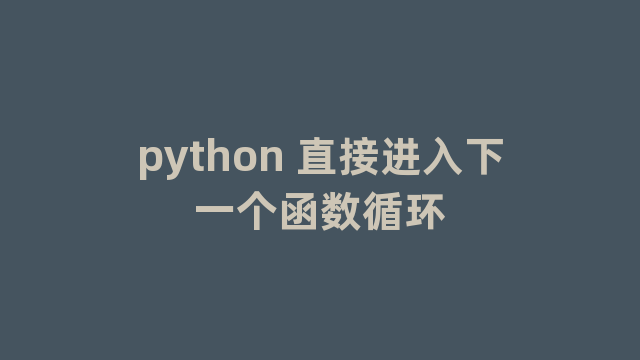 python 直接进入下一个函数循环