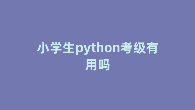 小学生python考级有用吗