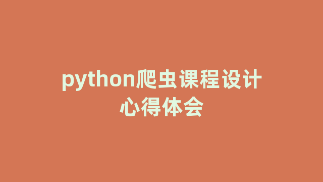 python爬虫课程设计心得体会