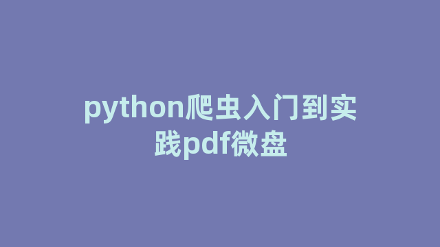 python爬虫入门到实践pdf微盘