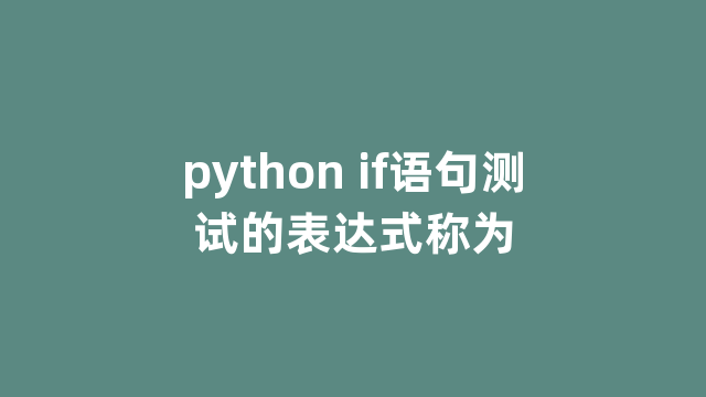 python if语句测试的表达式称为