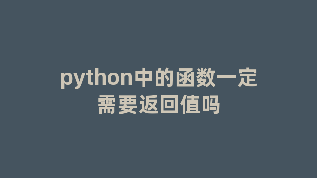 python中的函数一定需要返回值吗