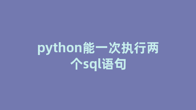 python能一次执行两个sql语句