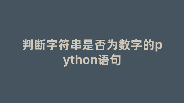 判断字符串是否为数字的python语句