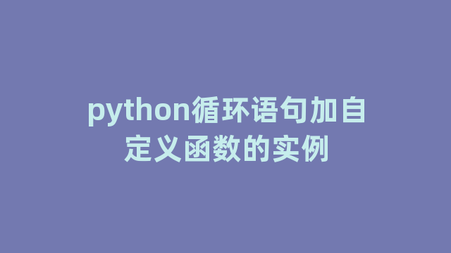python循环语句加自定义函数的实例